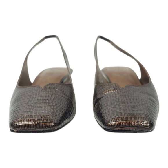 J.Renee Brown Slingback Heels with Gold Accent - Picture 3 of 13